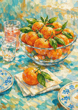 Vibrant Oranges Still Life Poster