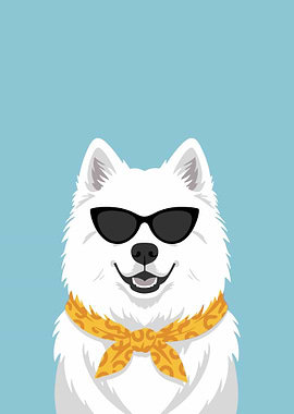 Cool Dog Wearing Sunglasses and Scarf