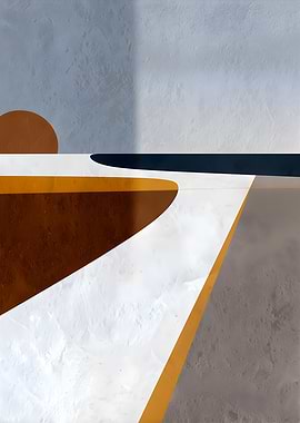 Abstract Geometric Landscape with Sun