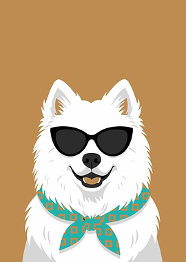 Cool Dog Wearing Sunglasses and Scarf