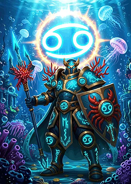 Cancer Zodiac Knight Underwater