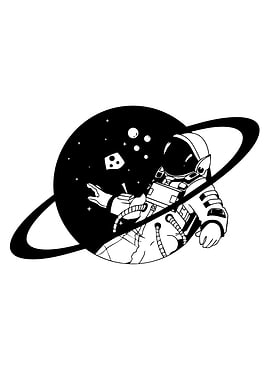 Astronaut playing dice in space