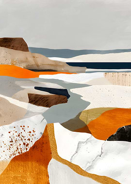 Abstract Landscape with Orange Accents