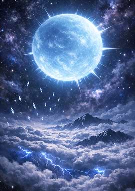 Cosmic Star and Mountain Landscape