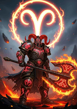 Aries Warrior with Fiery Axe