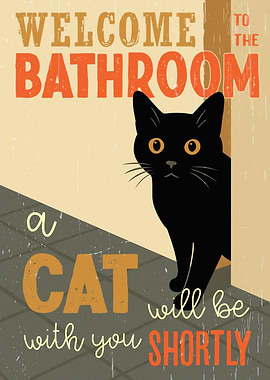 Welcome to the Bathroom Cat Vintage