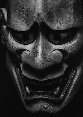 Close-up of a Japanese Oni mask