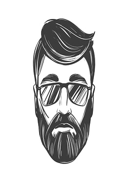 Man with Beard and Sunglasses Illustration