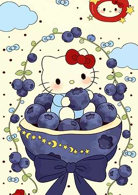 Hello Kitty with Blueberries