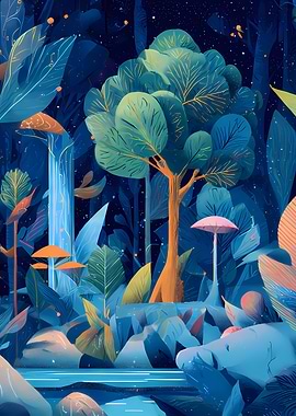 Enchanted Forest at Night