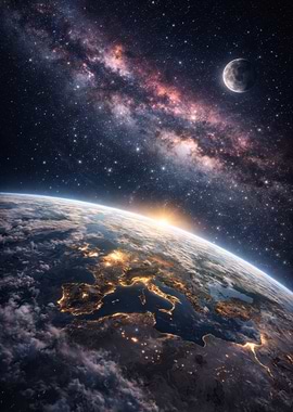 Earth and Milky Way Galaxy