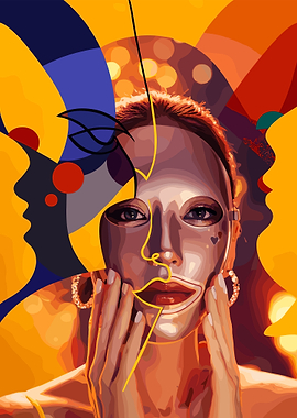 Abstract Portrait with Masked Woman