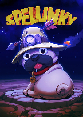 Spelunky Pug with Arrow