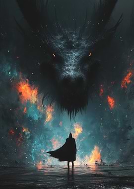 Dragon and Knight Confrontation