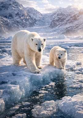Polar Bears on Ice Floe