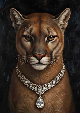 Cougar Wearing a Diamond Necklace
