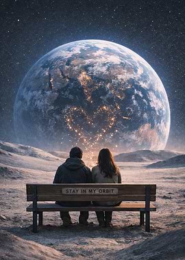 Couple on Moon Watching Earth