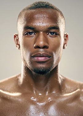 Sweaty Man's Intense Portrait