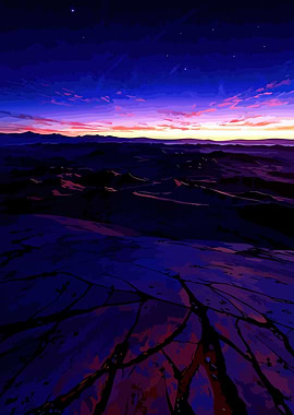 Dramatic Sunset Over a Dark Landscape