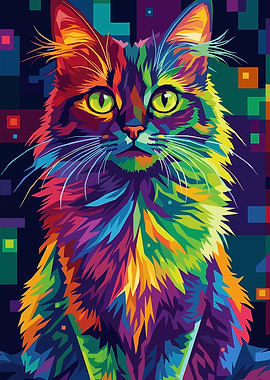 Colorful Cat Portrait
