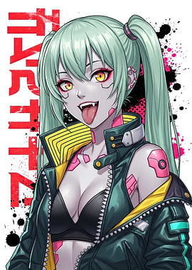 Cyberpunk Anime Girl with Pigtails