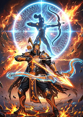 Fantasy Archer with Magical Circle