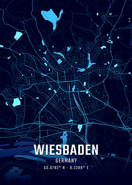 Wiesbaden Midnight City Map