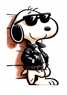 Snoopy in a Leather Jacket and Sunglasses