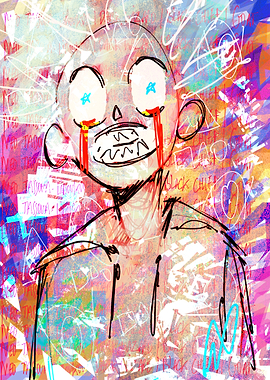 Distressed Character with Abstract Background
