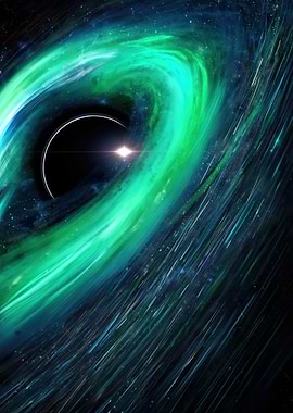 Black Hole with Green Nebula