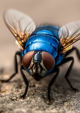 Extreme Close-up of a Blue Fly