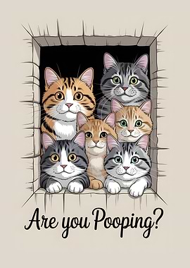 Cats Peeking Through Window