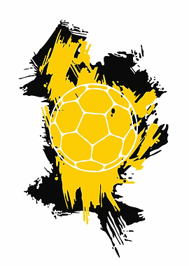 Yellow and Black Soccer Ball Splash