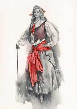 Woman in Pirate Costume with Sword