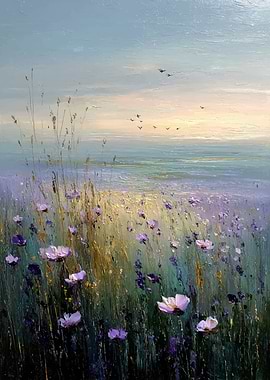 Field of Flowers at Sunset