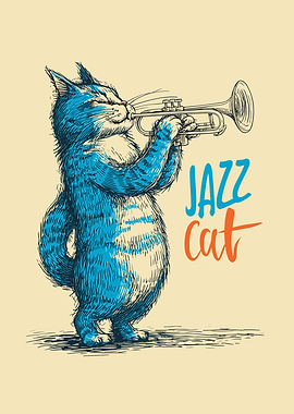 Jazz Cat Playing Trumpet