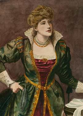 Woman in historical green dress