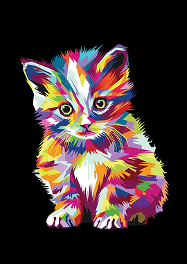 Colorful Kitten Pop Art