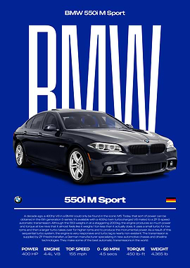 BMW 550i M Sport Car Poster