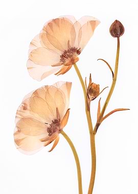 Pressed Orange Ranunculus Flowers