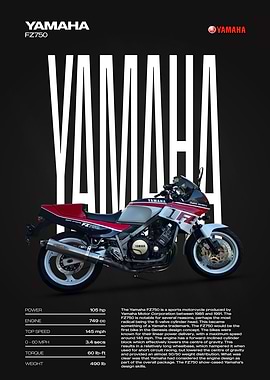 Yamaha FZ750 Motorcycle Poster