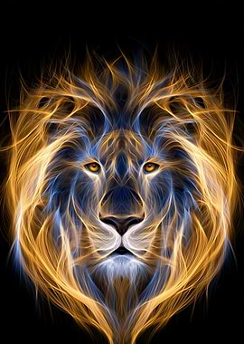 Fiery Glowing Lion Portrait