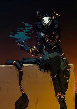 Mysterious creature with skull mask