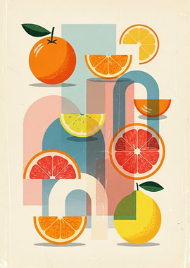 Abstract Citrus Fruit Composition