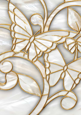 Stained Glass Butterflies and Floral Design