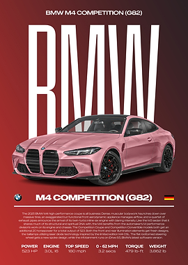 BMW M4 Competition G82 Car Poster