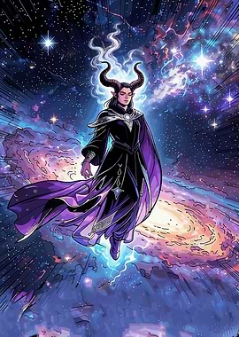 Cosmic Sorceress with Horns