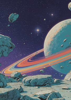 Ringed Planet in Outer Space