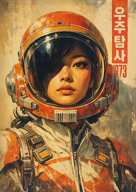 Retro Astronaut Woman Portrait