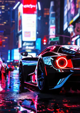 Cyberpunk Car in Neon City